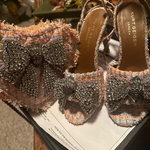 Kurt Geiger Multicolor Tweed Set with Silver Rhinestone Bows